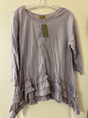 Tulip Lavender Ruffle Hem Women's Top